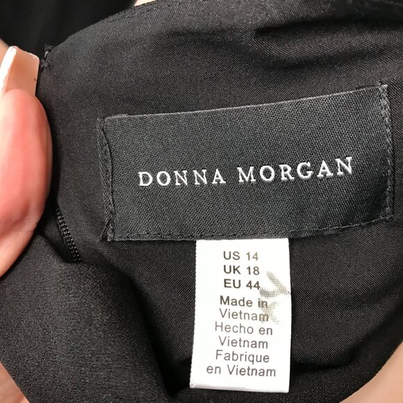 DONNA MORGAN - WOMEN'S 14 - BLACK  3/4 RUFFLE SLEEVES ROUND NECK PENCIL  DRESS - Picture 5 of 8